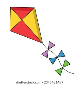 Cometa de objetos de verano de dibujos animados con arcos en color