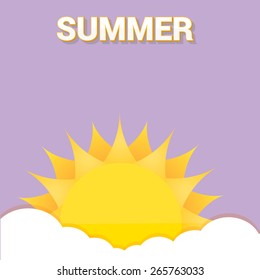 cartoon summer sky with sun. vector illustration 