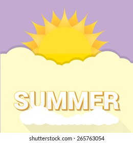 cartoon summer sky with sun. vector illustration