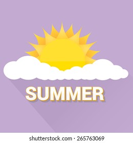 cartoon summer sky with sun. vector illustration
