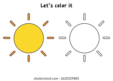 Cartoon summer sun clip art vector. Doodle summer sun coloring pages for kids. Trace and color sun. Happy sunny. Summer worksheets for kids activity printable.
