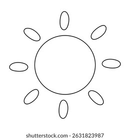 Cartoon summer sun clip art vector. Doodle summer sun coloring pages for kids. Trace and color sun. Happy sunny. Summer worksheets for kids activity printable.
