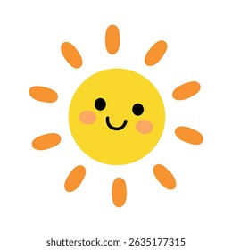 Cartoon summer sun clip art vector. Doodle summer sun coloring pages for kids. Happy sunny. Summer worksheets for kids activity printable. Sun icon, element, sticker, illustration.
