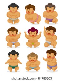 Cartoon Sumo Wrestler Icons