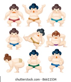 Cartoon Sumo Wrestler Icons