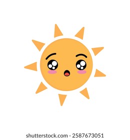 A cartoon sun with a Affection face. The sun is yellow and has a to lovely expression.