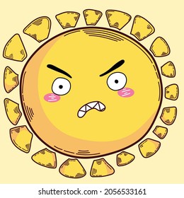 cartoon sun with angry expression