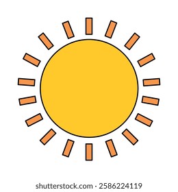 Cartoon sun clip art vector. Doodle summer sun. Happy sunny isolated on white background. Summer worksheets for kids activity printable. Sun icon, element vector.