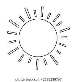 Cartoon sun clip art vector. Doodle summer sun coloring pages for kids. Trace and color sun. Happy sunny isolated on white background. Summer worksheets for kids activity printable.