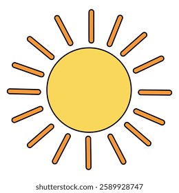 Cartoon sun clip art vector. Doodle cute summer sun coloring pages for kids. Happy sunny isolated on white background. Summer worksheets for kids activity printable.