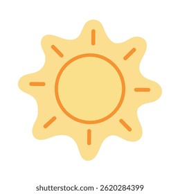 Vector de arte de Clip de sol de dibujos animados. Doodle lindo sol de verano para colorear páginas para niños. Feliz soleado aislado sobre fondo blanco. Hojas de trabajo de verano para niños actividad imprimible.