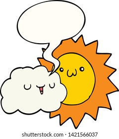 cartoon sun and cloud with speech bubble