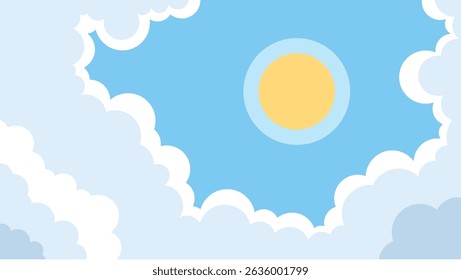 Cartoon Sun and Cloudy Sky Background