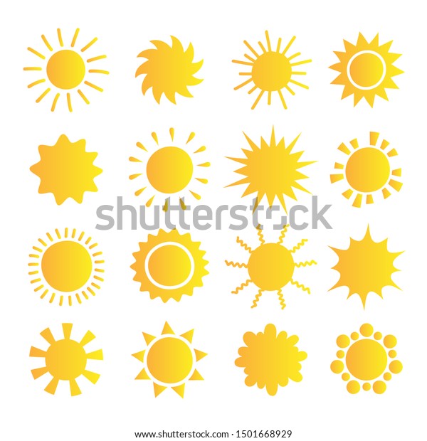 Cartoon Sun Collection Yellow Glossy Sun Stock Vector (royalty Free 