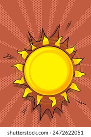 Cartoon Sun, ilustración de cómic. Cómics de Vector retro diseño de arte pop.