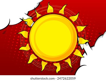 Cartoon Sun, ilustración de cómic. Cómics de Vector retro diseño de arte pop.