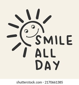 cartoon sun drawing and slogan vector