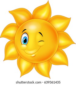 Cartoon sun with eye blinking 
