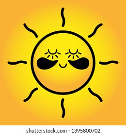 cartoon sun with eye patches. Vector illustration