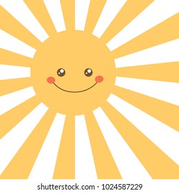 Cartoon sun face. Vector illustration