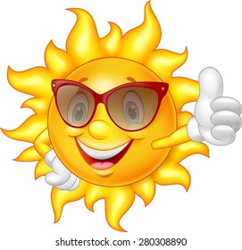 Cartoon sun giving thumb up