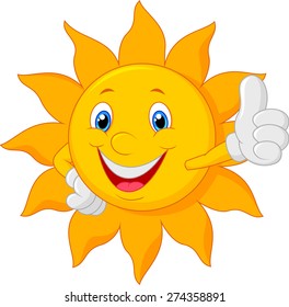 Cartoon sun giving thumbs up