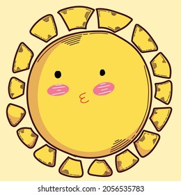 Cartoon-Sonne mit glücklichem Ausdruck