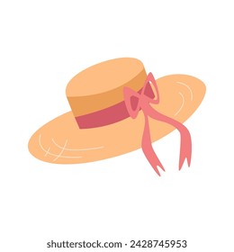 Sombrero de sol de dibujos animados. Moda de playa. Ilustración vectorial de dibujo a mano.