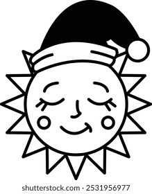 A cartoon sun with a hat on its head