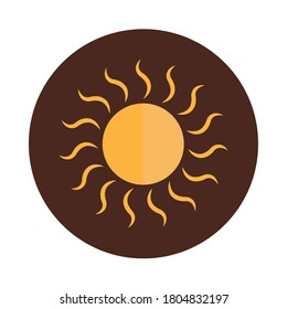 cartoon sun hot beams nature weather block and flat icon vector illustration