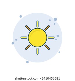 Cartoon Sonne Symbol Vektorgrafik. Sonniges Symbol auf Blasenhintergrund. Konzept des Sonnenlichtzeichens