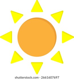 Icono de sol de dibujos animados con rayos amarillos