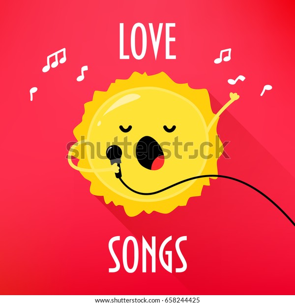 Cartoon Sun Microphone Sings Love Songs Stock Vector Royalty Free