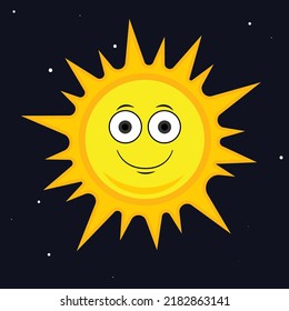 Cartoon Sun nice smiling yellow color rays