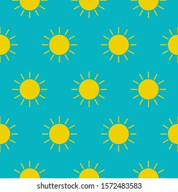 Cartoon Sun Pattern With Sun. Cute Vector Colorful Sun Pattern.