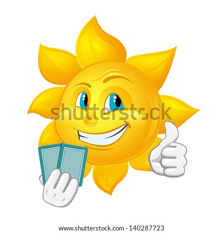 cartoon sun is playing blackjack