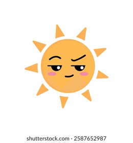 A cartoon sun with a questioning face. The sun is yellow and has a to know expression.