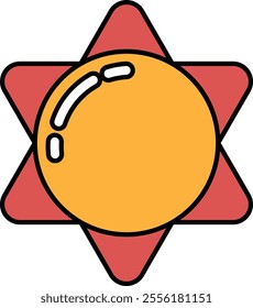 A cartoon sun with a red and orange background. The sun is the main focus of the image