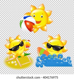Cartoon Sun Set Isolated on Transparent Background, Vector Illustration, With Gradient Mesh