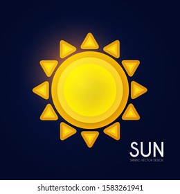 Cartoon sun. Shining summer element. Weather sign.