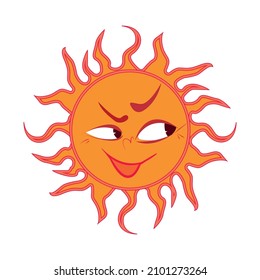 cartoon sun siniling squining eyes