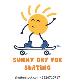 cartoon sun skating vector graphic design