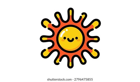 A cartoon sun with a smiling face