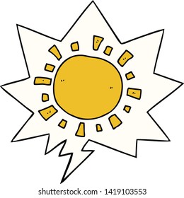 sol de dibujos animados con burbuja de habla