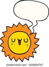 sol de dibujos animados con burbuja de habla