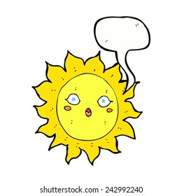 sol de dibujos animados con burbuja de habla