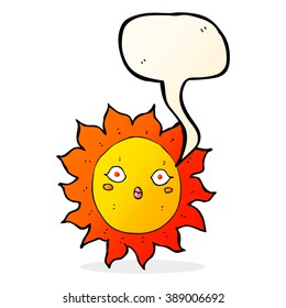 Cartoon-Sonne mit Sprachblase