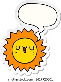 cartoon sun with speech bubble sticker