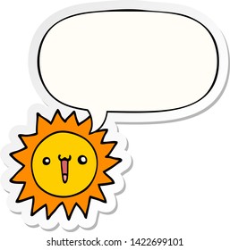 sol de dibujos animados con pegatina de burbujas de palabras