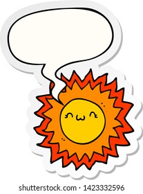 cartoon sun with speech bubble sticker
